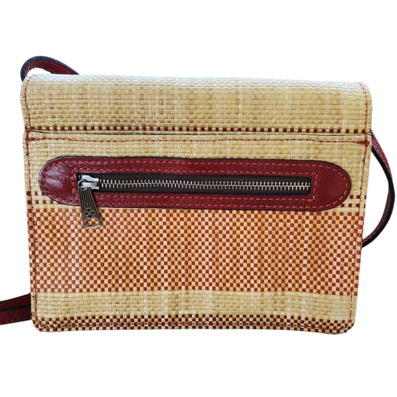 Patrica Nash Laurentina Italian Fine Straw Red Leather Crossbody Shoulder Bag - Picture 2 of 15